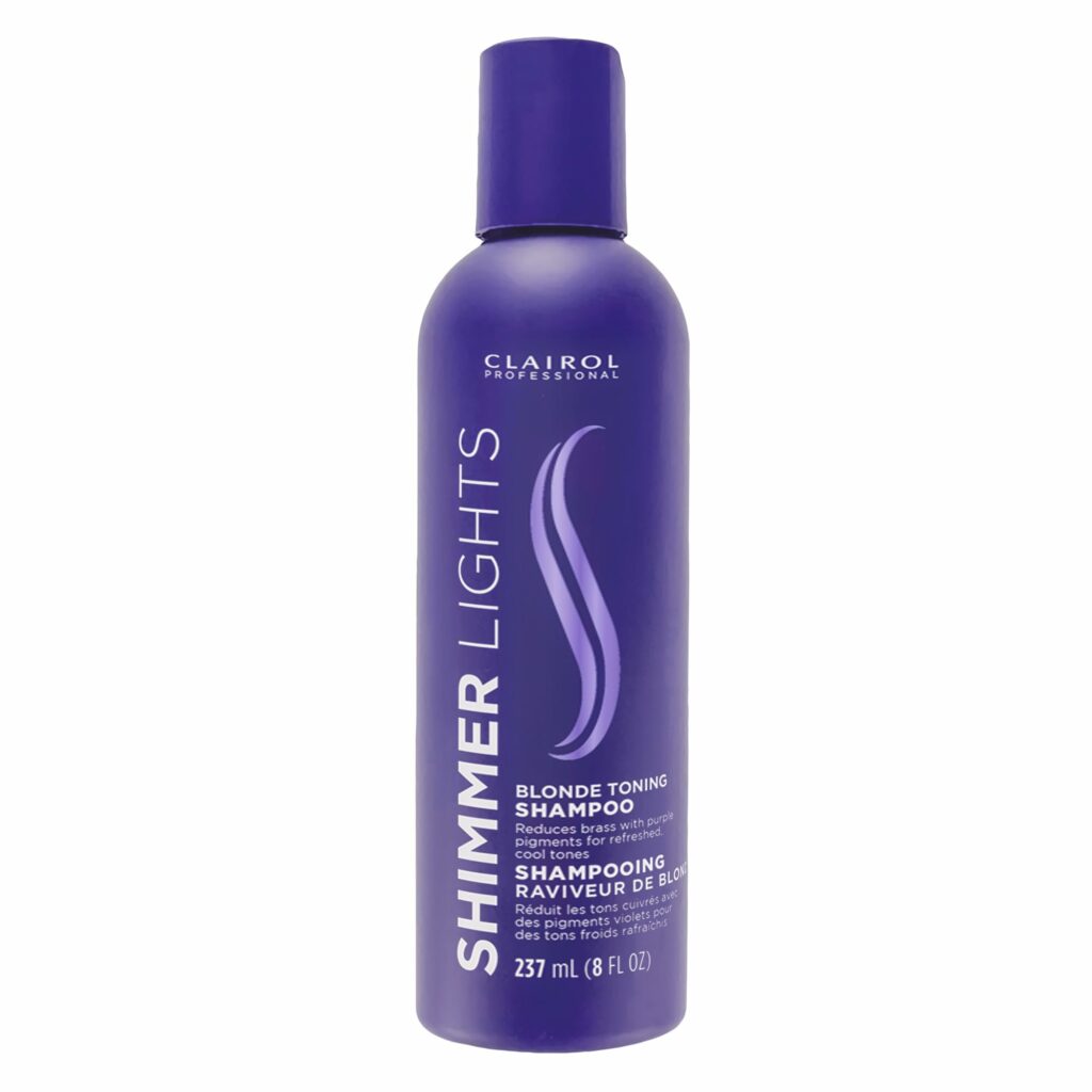 Clairol Professional Shimmer Lights Purple Shampoo, 8 fl. Oz | Neutralizes Brass & Yellow Tones | For Blonde, Silver, Gray & Highlighted Hair **Packaging May Vary