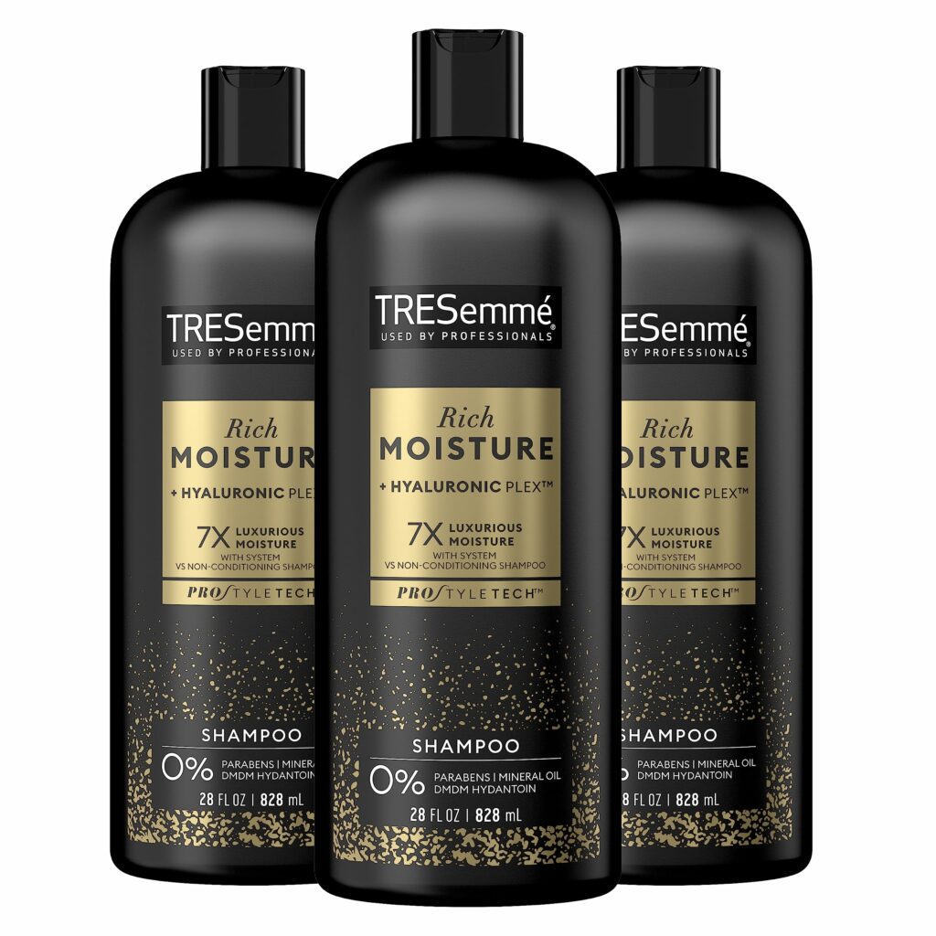 TRESemmé Shampoo Moisture Rich 3 Count for Dry Hair Professional Quality Salon-Healthy Look and Shine Moisture Rich Formulated with Vitamin E and Biotin 28 oz