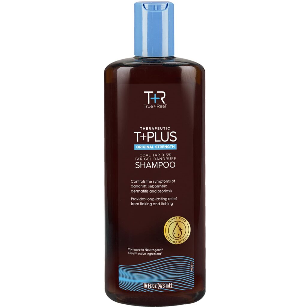 True+Real Coal Tar Therapeutic Plus Tar Gel Anti-Dandruff Shampoo 0.5% Coal Tar, 16 Fl Oz, Original Strength