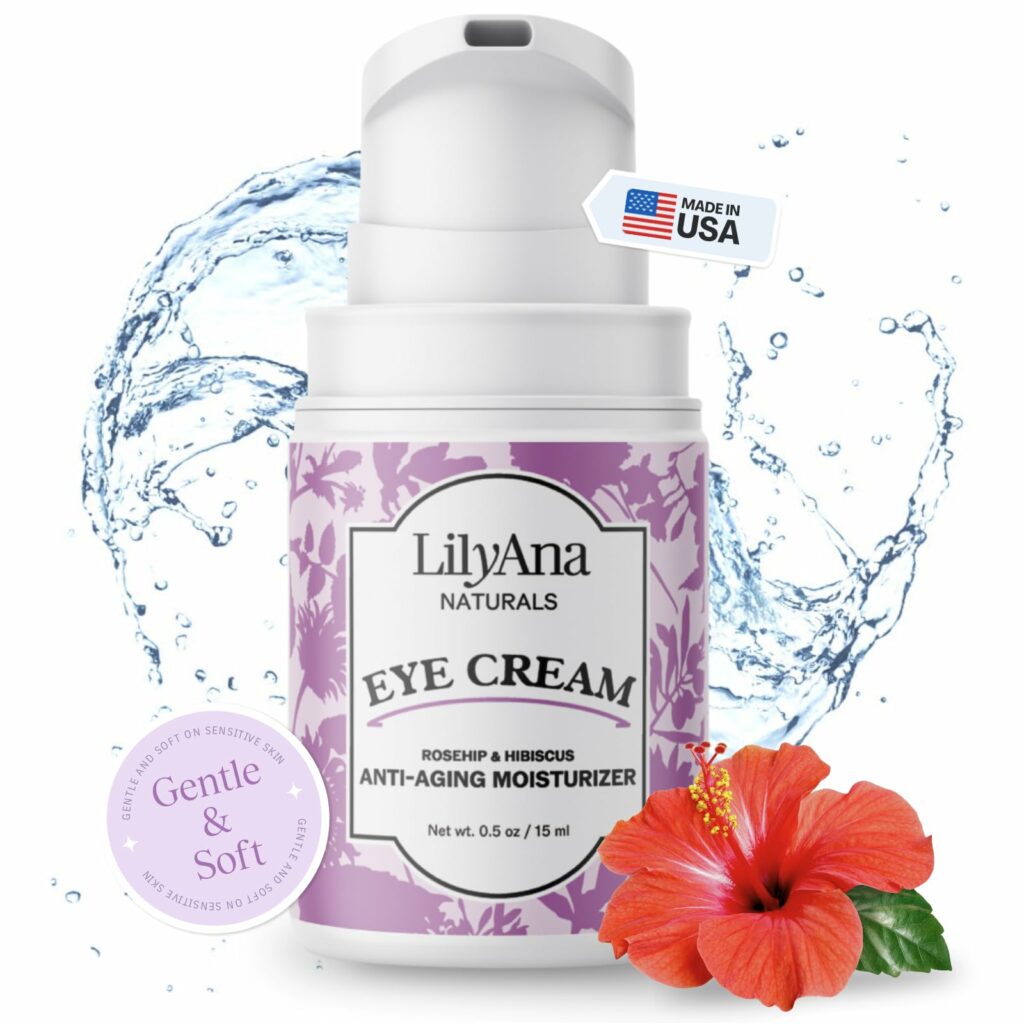 LilyAna Naturals Eye Cream for Dark Circles and Puffiness, Under Eye Cream for Wrinkles and Bags, Anti Aging Eye Cream helps Improve Dryness; for Sensitive Skin (Bottle, 0.5 Ounce (Pack of 1))