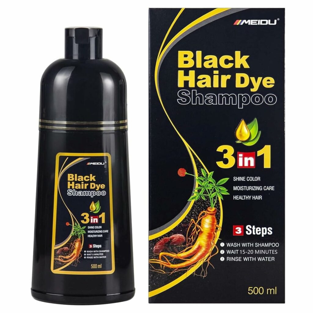 Ivnil Meidu Black Hair Dye Shampoo 3 in 1 for Gray Coverage Hair Color Shampoo for Women & Men Instant Herbal Natural Plant Hair Dye Shampoo Champu Para Canas Mujer