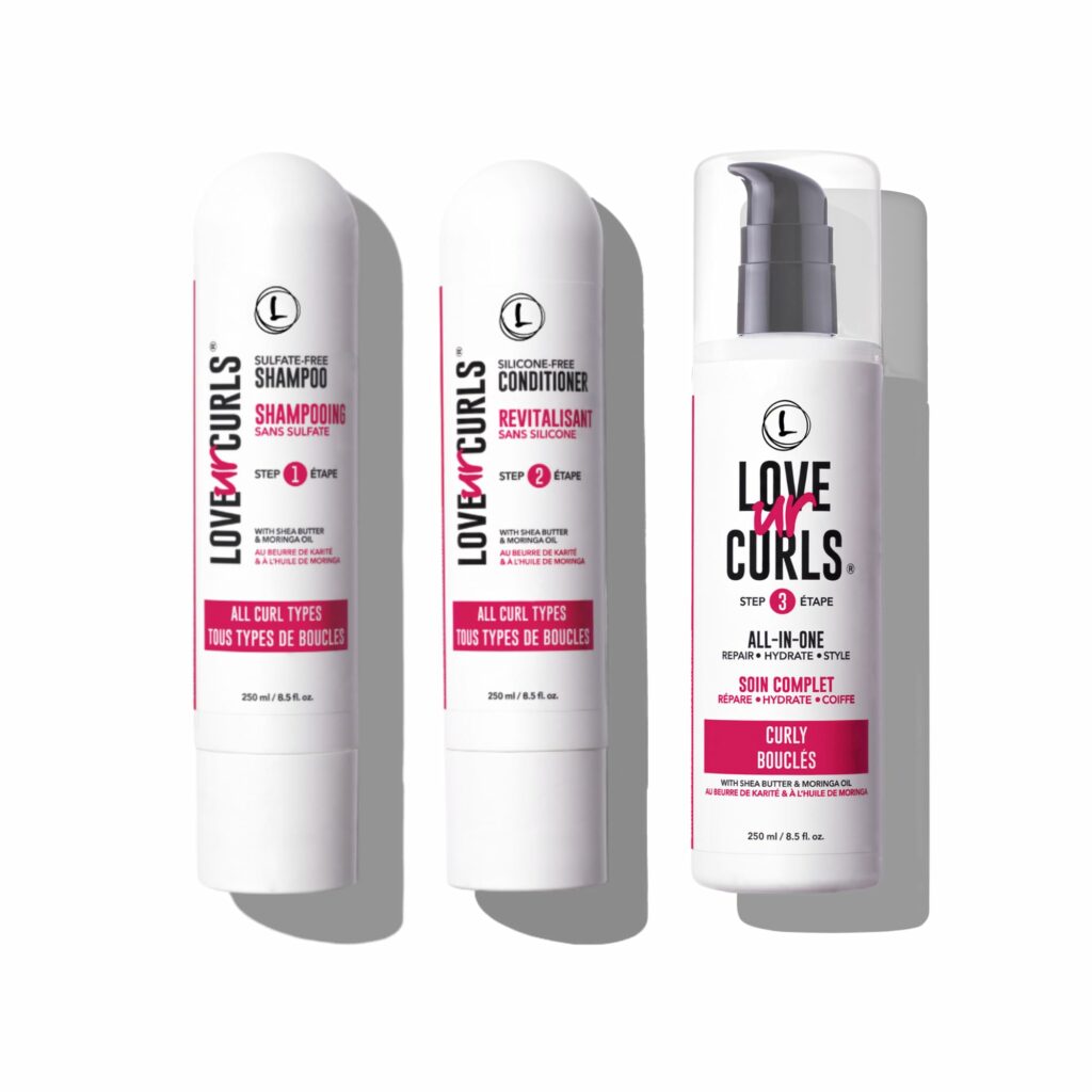 Love Ur Curls - LUS Shampoo & Conditioner Set with All in One Curl Cream Styler for Curly Hair, 3 Step System to Repair and Moisturizing