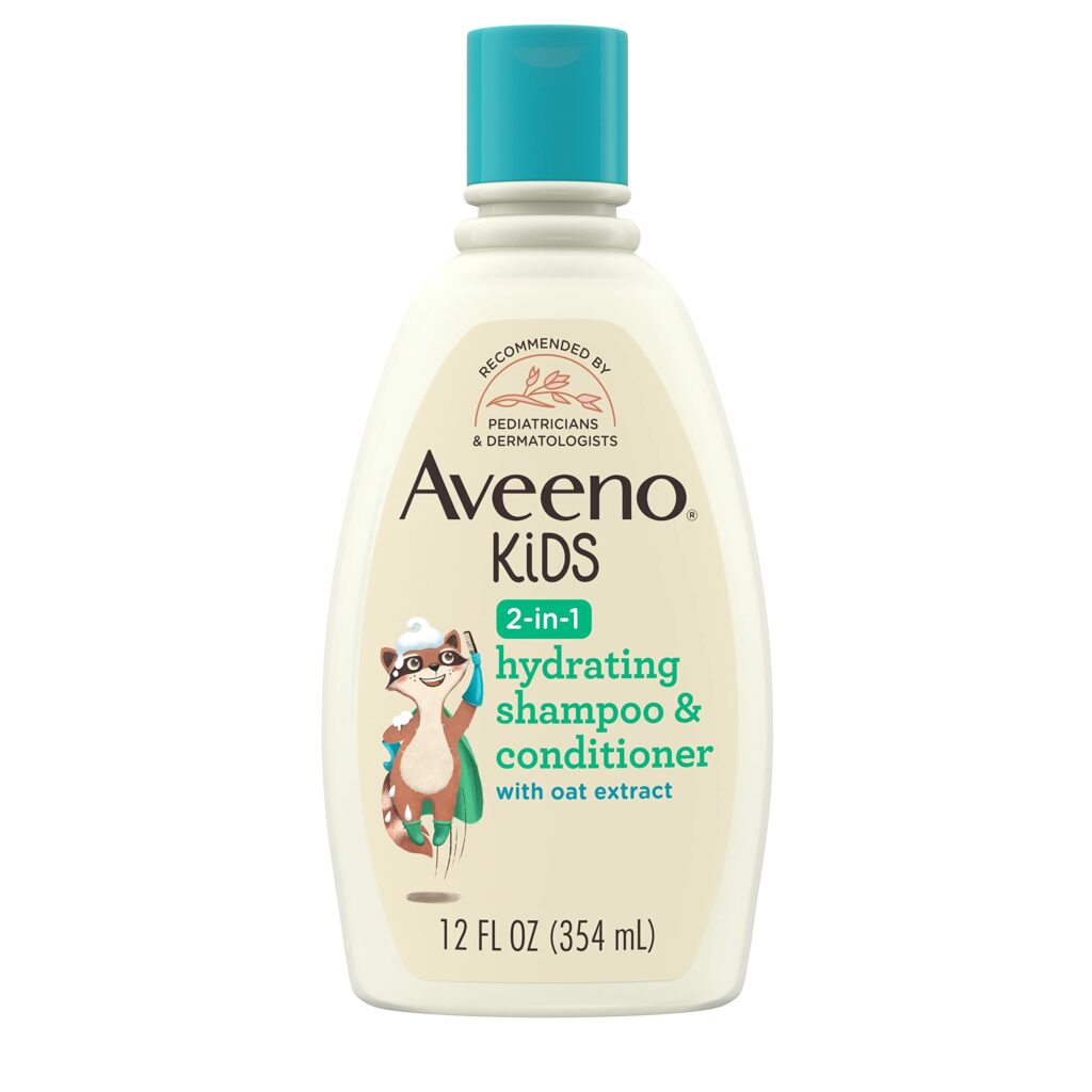 Aveeno Kids 2-in-1 Hydrating Shampoo & Conditioner, Gently Cleanses, Conditions & Detangles Kids Hair, Formulated With Oat Extract, For Sensitive Skin & Scalp, Hypoallergenic, 12 fl. oz