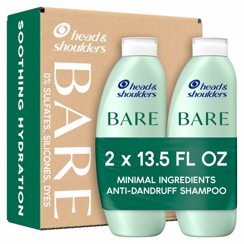 Head & Shoulders BARE Dandruff Shampoo Twin Pack, Sulfate-Free, Silicion-Free, Dye-Free, Eco-Friendly Bottles, Safe for All Hair Types, 13.5 Fl Oz Each (Set of 2)