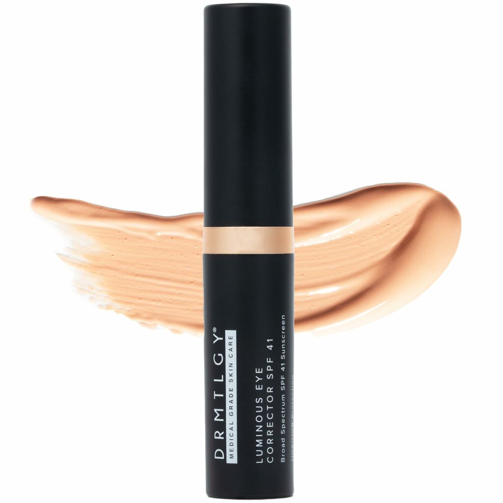 DRMTLGY Luminous Eye Corrector SPF 41, Under Eye Color Corrector for Dark Circles, Anti-Aging Tinted Eye Cream, Hydrating Eye Serum with Peach Undertone, Medium