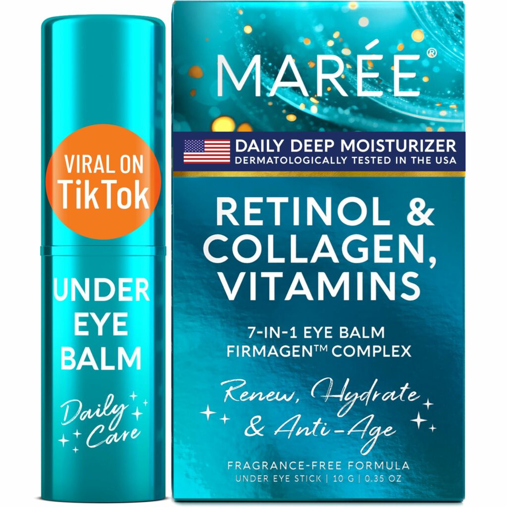 MAREE Under Eye Balm Stick with Retinol & Ceramide Complex - Facial Moisturizer & Under Eye Balm for Dark Circles - Under Eye Brightener Stick, Anti Wrinkle Hydrating Eye Stick Face Skincare 0.35 Oz