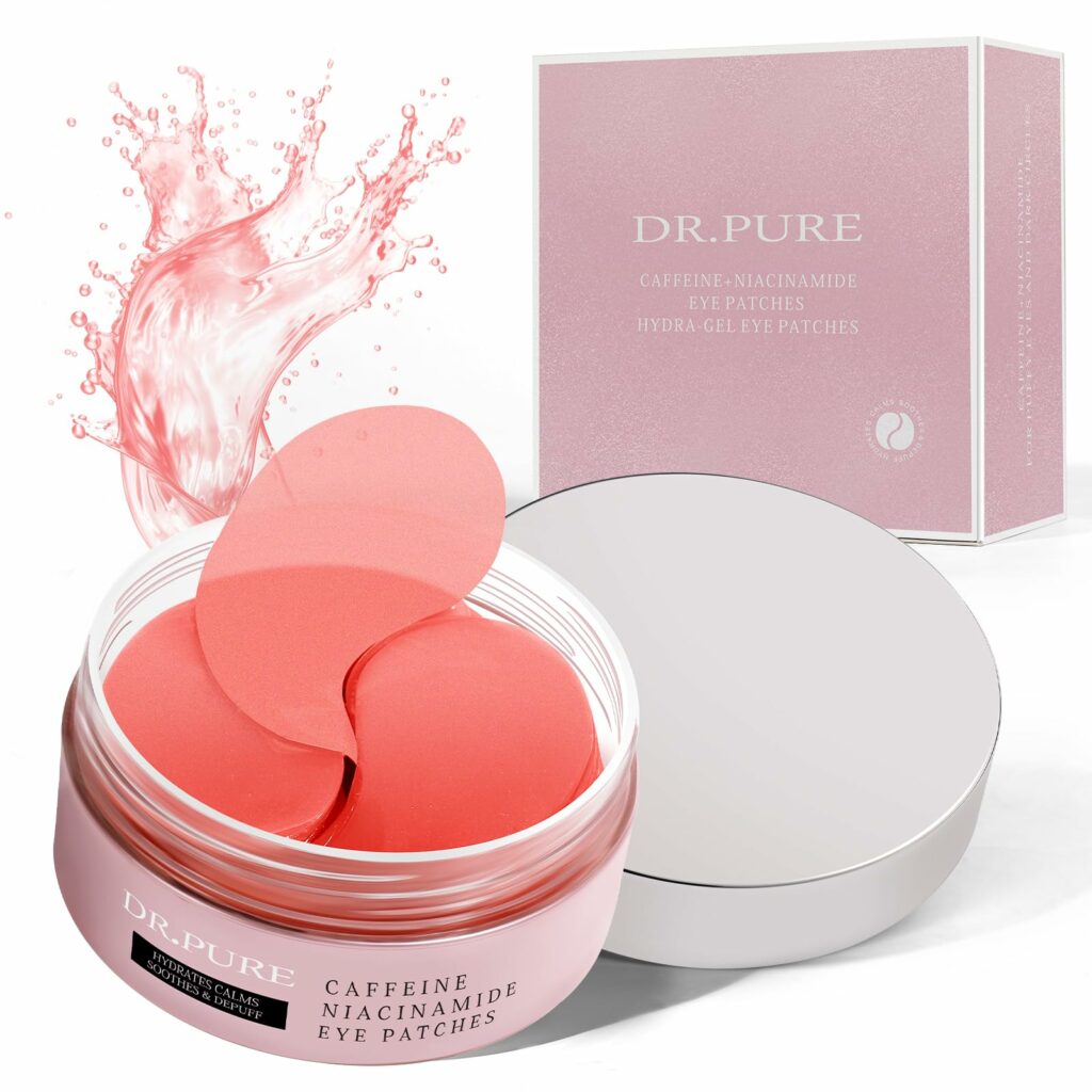 Dr. Pure Under Eye Patches for Puffiness: Dark Circles and Puffy Eyes Treatment Caffeine Eye Mask with Niacinamide Hyaluronic Acid - Smooth Wrinkles Reduce Eye Bags Undereye Gel Pad (30 Pairs)