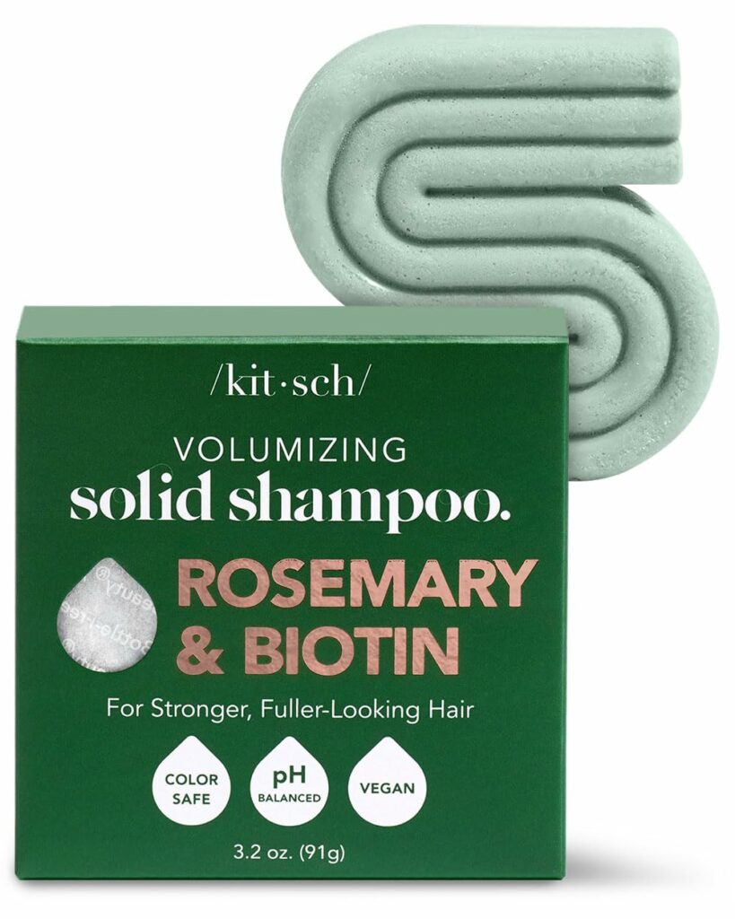 Kitsch Rosemary & Biotin Volumizing Natural Shampoo Bar for Hair Growth, Strengthening & Thickening Rosemary Shampoo Bar for All Hair Types, Made in USA, Vegan, Paraben Sulfate & Cruelty Free Bar Soap