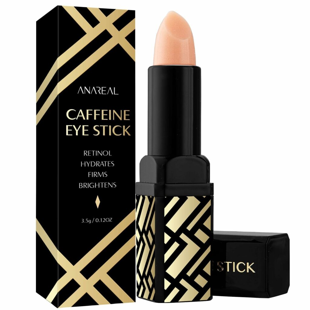 Caffeine Under Eye Balm: Hydrating Eye Brightener Stick Cream for Dark Circles & Puffiness, Anti-Wrinkle Korean Skincare Treatment with Retinol, Instant Cooling Glow for Eyes, Face & Bags